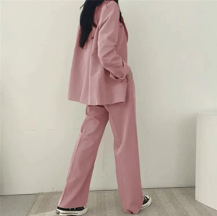 Women's Tailored Blazer Suit Set | Elegant Structured Blazer & Wide Leg Trousers - Velshara store