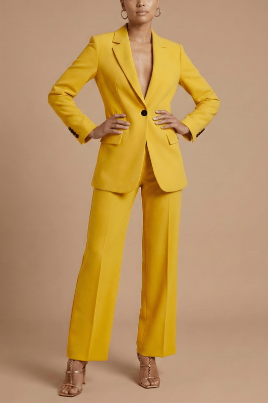 Women's Tailored Suit | Elegant Blazer with Wide Leg Trousers - Velshara store