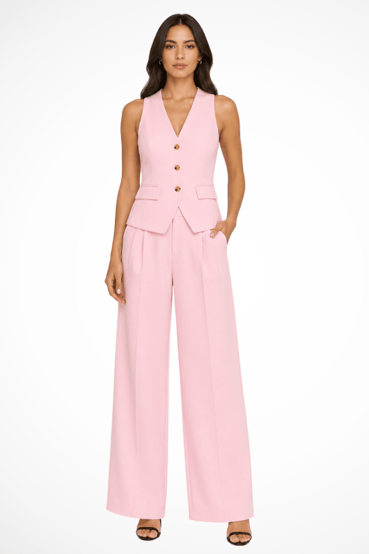 Women's Tailored Suit Set | Halter Neck Waistcoat and Wide Leg Trousers | Elegant Business Attire - Velshara store