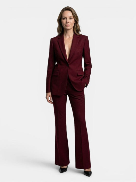 Women's Tailored Suit Set | Sculpted Blazer and Flared Trousers | Elegant All - Season Outfit - Velshara store