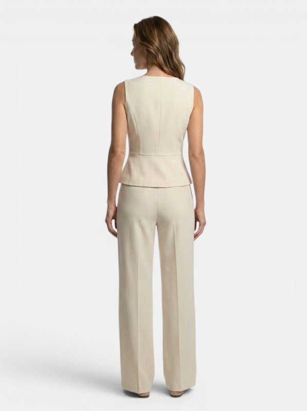 Women's Tailored Viscose Wide Leg Trouser Coord | Elegant V - Neck Waistcoat Set - Velshara store