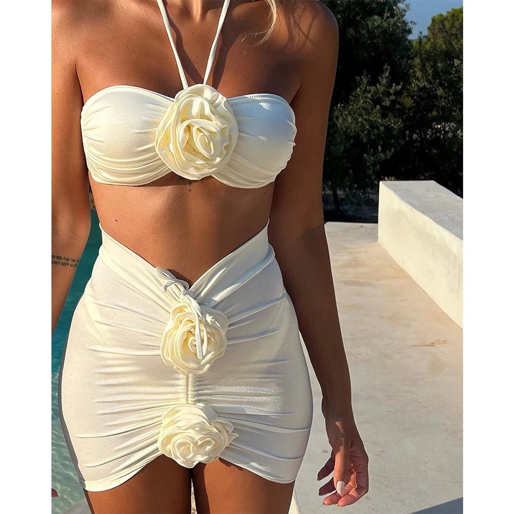 Women’s Three Piece Floral Bikini Set with Cover Up - Velshara store