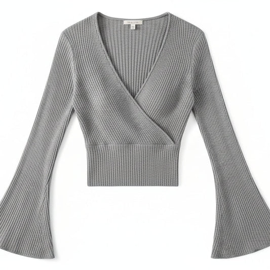 Women’s V - Neck Long Sleeve Knit Top – Solid Color - Velshara store