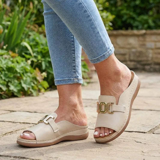 Women's Vegan Leather Orthopedic Sandals | Chic Wedge Heel Comfort Shoes - Velshara store