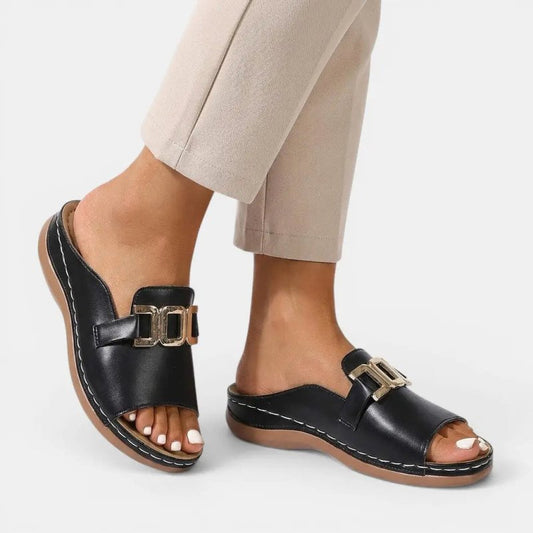 Women's Vegan Leather Orthopedic Sandals | Chic Wedge Heel Comfort Shoes - Velshara store