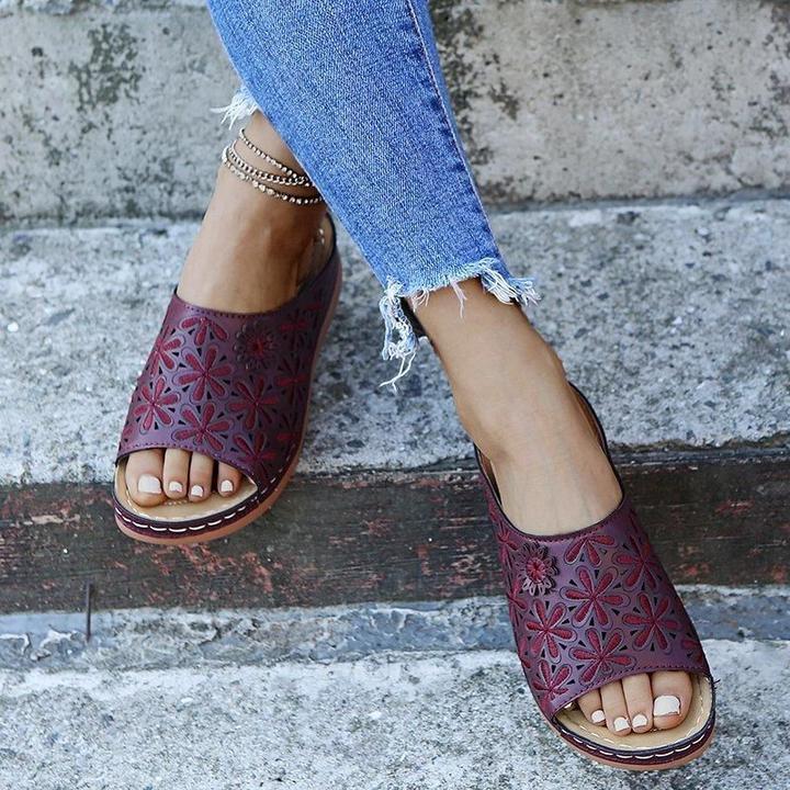 Women's Vintage Cushioned Sandals | Orthopedic Comfort Walking Shoes | Elegant Adjustable Fit - Velshara store
