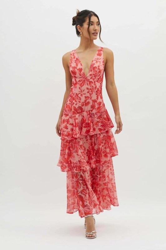 Women's Viscose Maxi Dress | Flowing Tiered Summer Dress with Graceful Movement - Velshara store