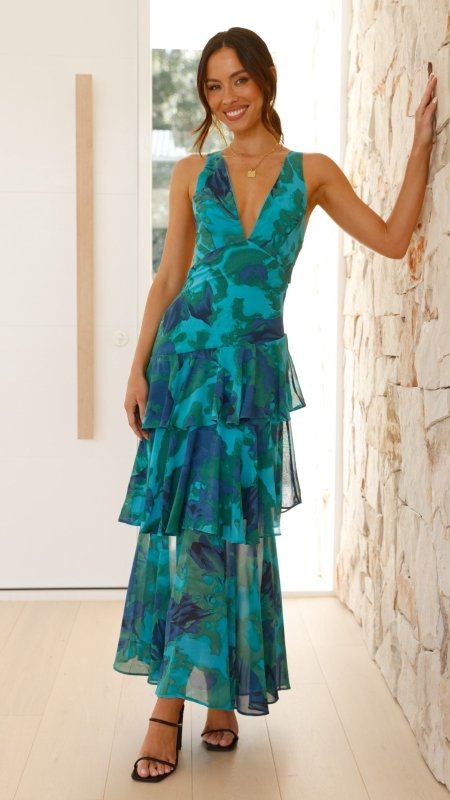 Women's Viscose Maxi Dress | Flowing Tiered Summer Dress with Graceful Movement - Velshara store