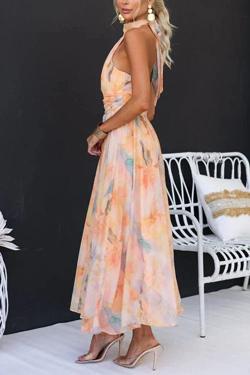 Women's Watercolour Maxi Dress | Flowing Elegant Summer Gown - Velshara store