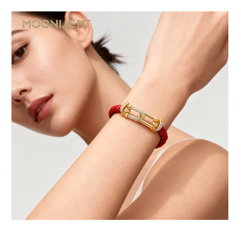 Zircon Leather Bracelet - Braided Charm Jewelry for Women - Velshara store