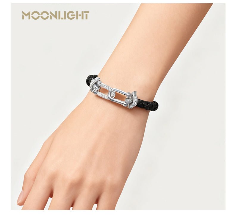 Zircon Leather Bracelet - Braided Charm Jewelry for Women - Velshara store