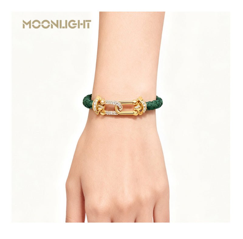 Zircon Leather Bracelet - Braided Charm Jewelry for Women - Velshara store