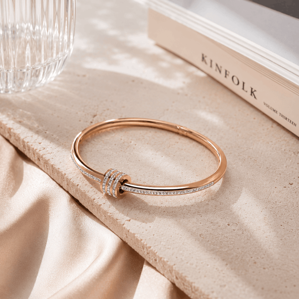 Zircon Screw Bangle - Stainless Steel Bracelet for Women - Velshara store
