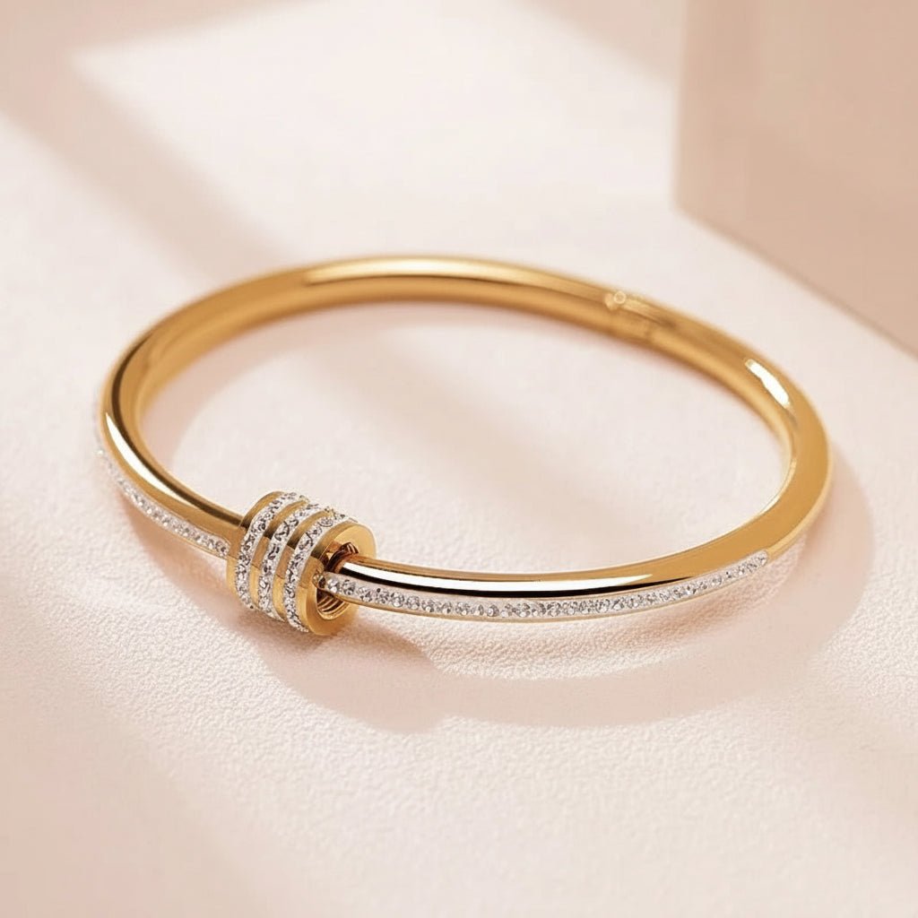 Zircon Screw Bangle - Stainless Steel Bracelet for Women - Velshara store