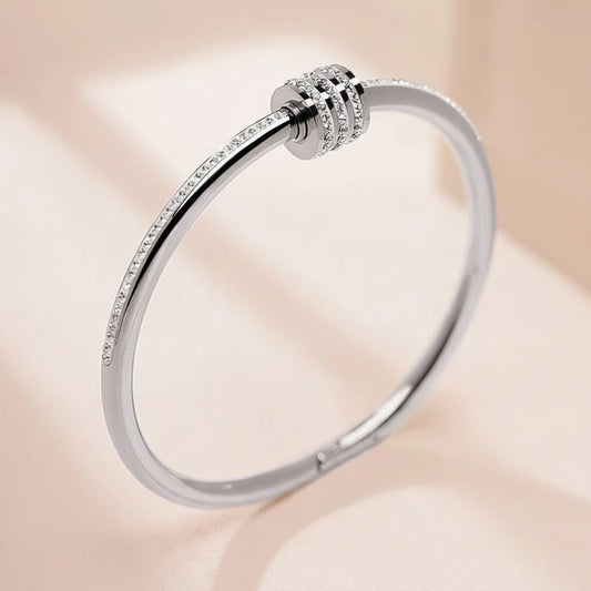 Zircon Screw Bangle - Stainless Steel Bracelet for Women - Velshara store