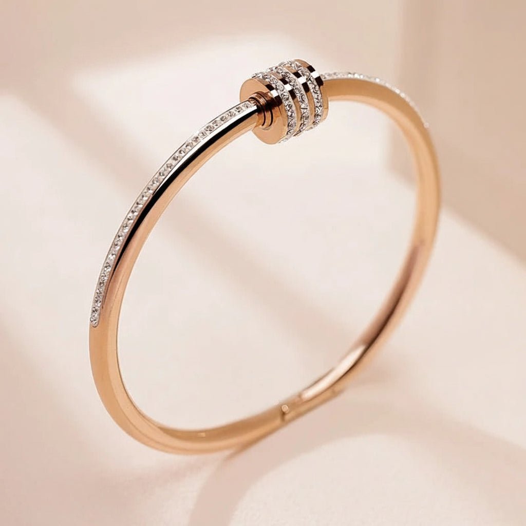 Zircon Screw Bangle - Stainless Steel Bracelet for Women - Velshara store