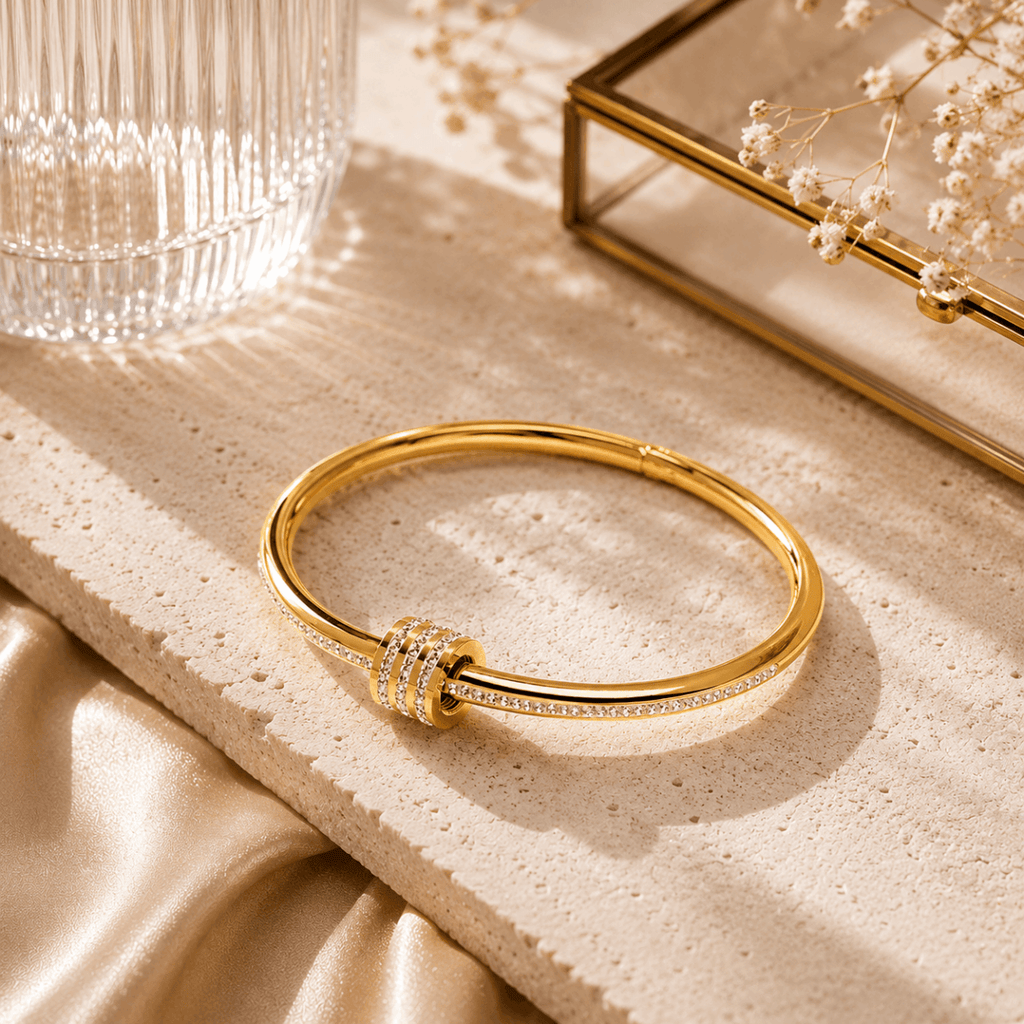 Zircon Screw Bangle - Stainless Steel Bracelet for Women - Velshara store