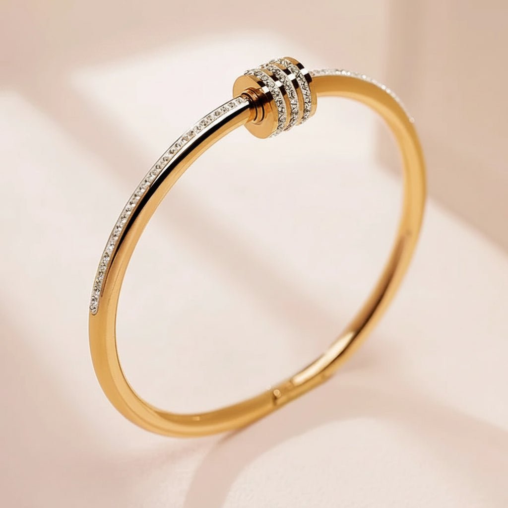 Zircon Screw Bangle - Stainless Steel Bracelet for Women - Velshara store