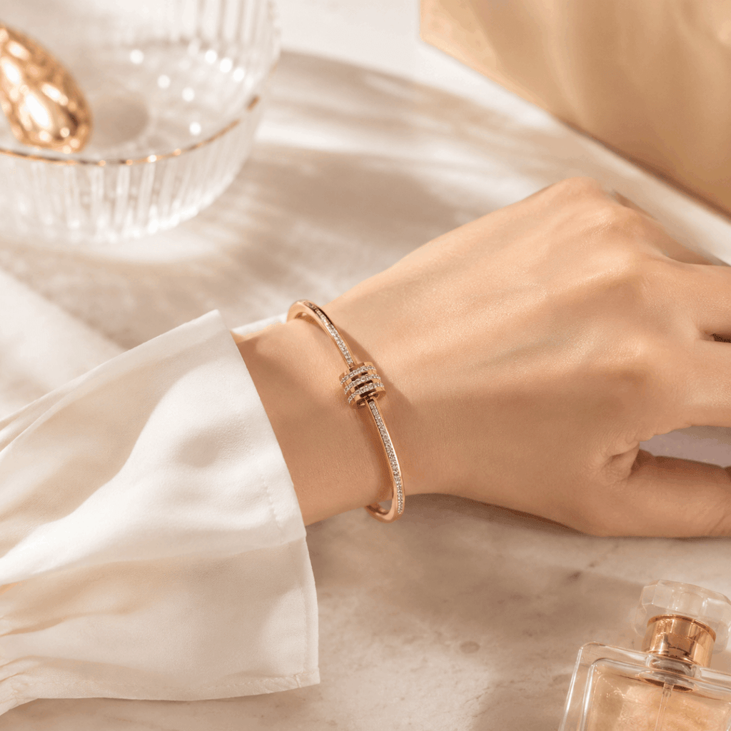 Zircon Screw Bangle - Stainless Steel Bracelet for Women - Velshara store