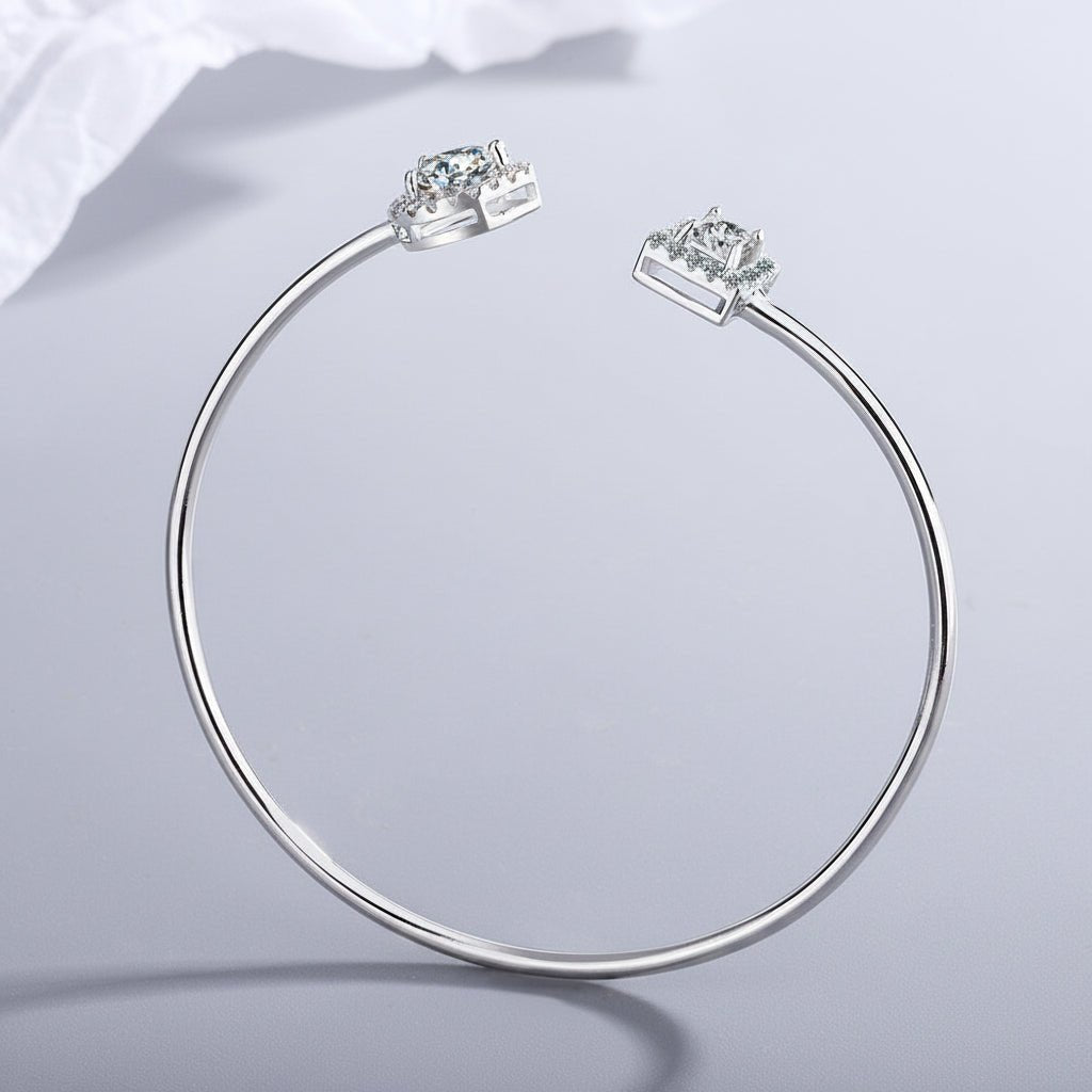 Zircon Water Drop Bangle - 925 Sterling Silver Bracelet - Velshara store