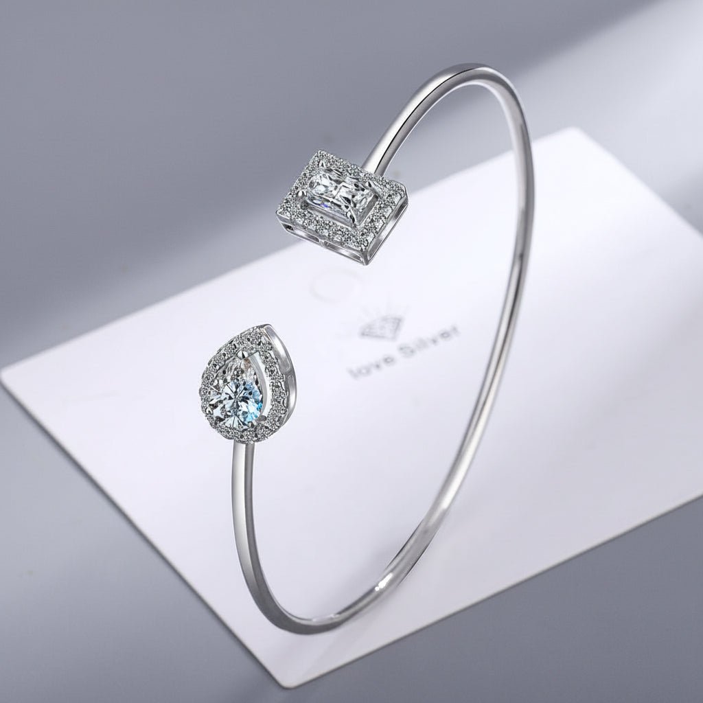 Zircon Water Drop Bangle - 925 Sterling Silver Bracelet - Velshara store