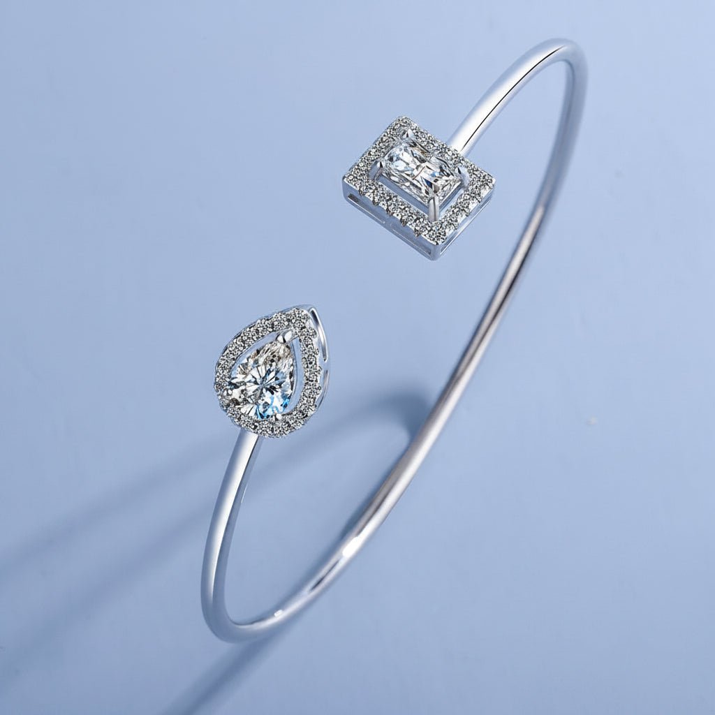 Zircon Water Drop Bangle - 925 Sterling Silver Bracelet - Velshara store