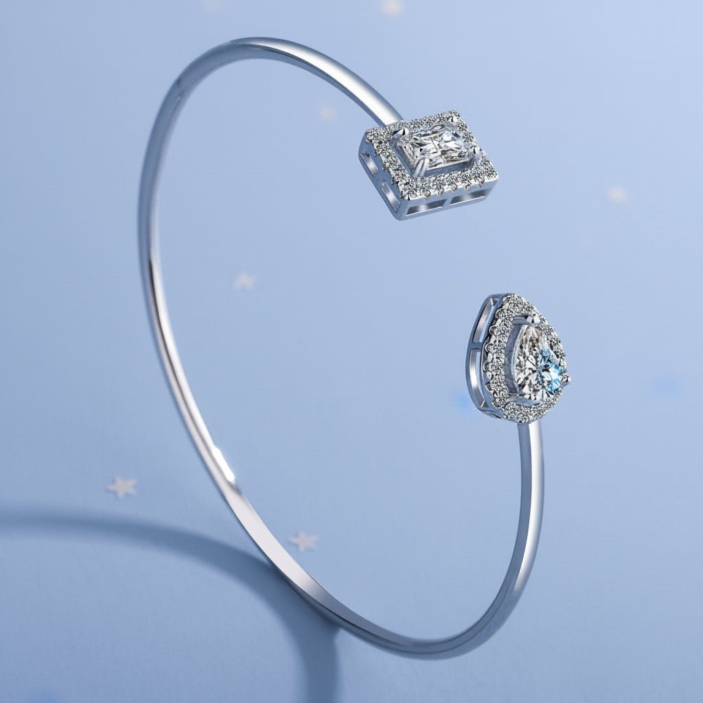 Zircon Water Drop Bangle - 925 Sterling Silver Bracelet - Velshara store