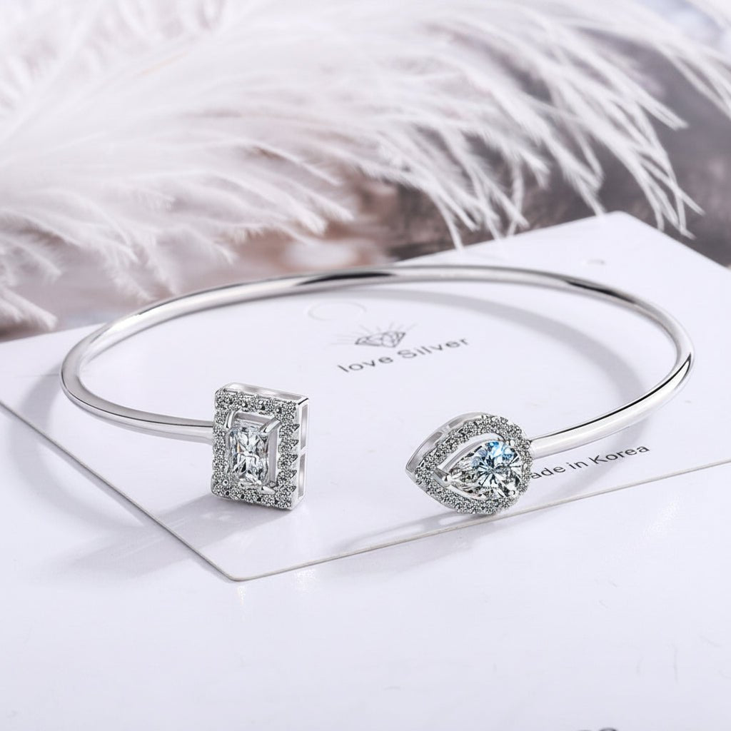 Zircon Water Drop Bangle - 925 Sterling Silver Bracelet - Velshara store