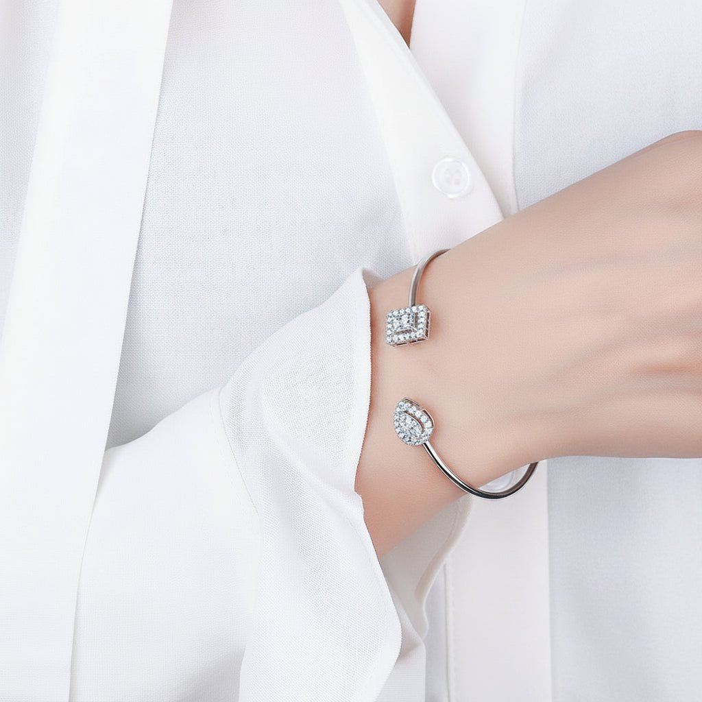 Zircon Water Drop Bangle - 925 Sterling Silver Bracelet - Velshara store