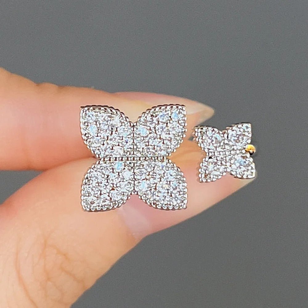 Zirconia Flower Cocktail Ring - Adjustable Party Jewelry - Velshara store