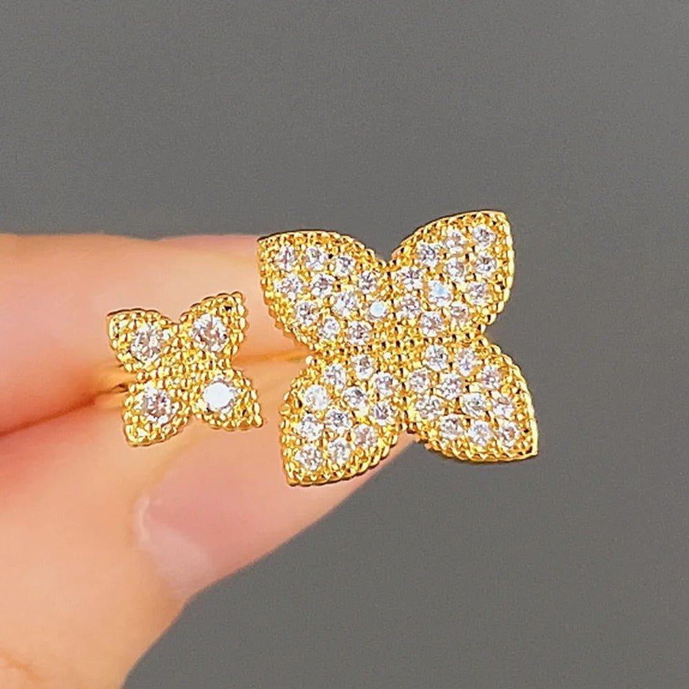 Zirconia Flower Cocktail Ring - Adjustable Party Jewelry - Velshara store