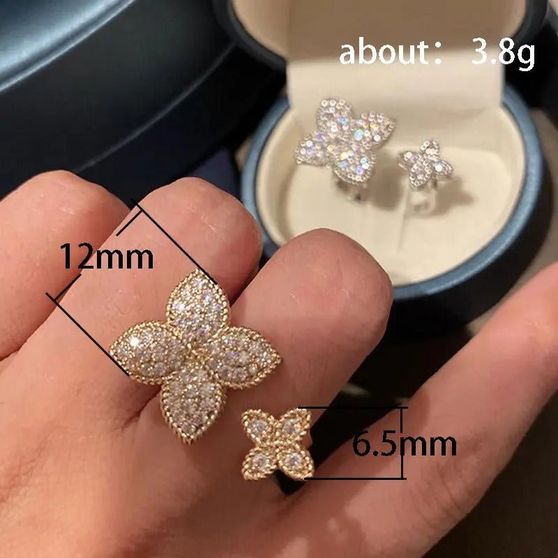 Zirconia Flower Cocktail Ring - Adjustable Party Jewelry - Velshara store